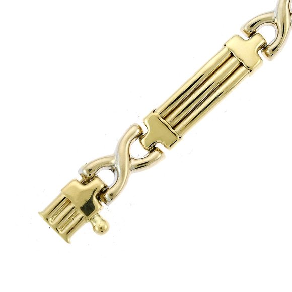 14k Yellow Gold Textured Mesh Cleopatra Bracelet, 13 mm, 7.5  5.3mm 14K Yellow Gold Fancy X Link Bracelet